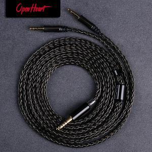 OPENHEART 16 코어 헤드폰 케이블 1 ~ 2 잭 듀얼 3.5/2.5/4.4mm/XLR 밸런스 HIFIMAN DENON 교체 2m 3m