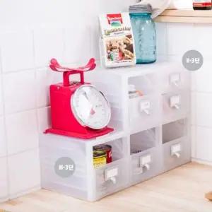 프리미어 시스템 박스 3-3단_반투명 플리스틱 서랍