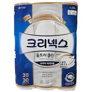 크리넥스 3겹 울트라클린 롤 화장지 30m 30롤 x 2개