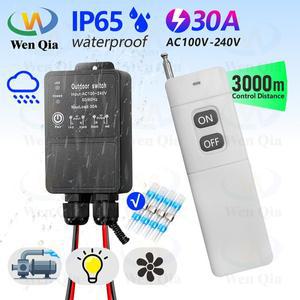 433Mhz 110V 220V 30A 고전력 무선 원격 제어 스위치 야외 방수, 3000m 범위, 펌프 램프 배기 팬용