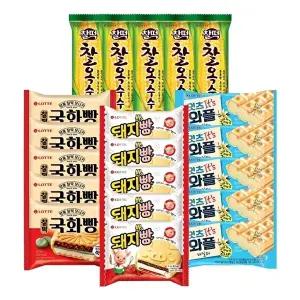 [롯데웰푸드]돼지바빵x5+찰옥수수x5+국화빵x5+와플바닐라x5