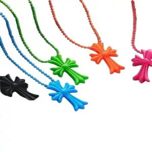 실리콘 십자가 목걸이 힙합 복고풍 패션 펜던트 컬러 주얼리