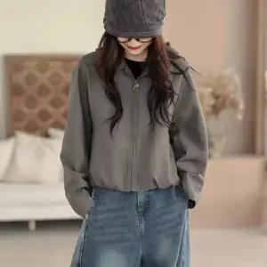 루타꽁몰 여사친 봄 잠바 야구 터틀넥 지퍼 쁘띠 PU피복 루즈핏 솔리드 상의 코트 HO1