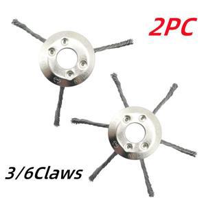 LUSQI 2PC 8/9 인치 스틸 와이어 휠 헤드 잔디 트리머 공용 잡초 브러시 제거 이끼 녹 맞는 가솔린 Brushcu