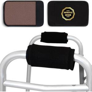 다음 레벨 메드 젤 패딩 핸드 그립(블랙) 보행기, 지팡이, 목발, 휠체어용 편안하고 미끄럼 방지, 습기 흡수 그립