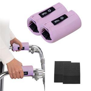 접이식 휠체어 롤레이터 목발 손잡이 패드 2팩(보라색)을 위한 유니버설 워커 핸드 그립 패딩 커버 미끄럼 방지 쿠션