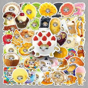 50개 고양이 멘 스티커, 휴대폰 노트북, 여행 가방, 스케이트보드 DIY 미적