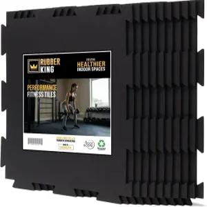고무 킹 10피스 연동 타일 19인치 x 6mm - 100 재활용 체육관 바닥 홈 운동 매트 미끄럼 방지 저취 퍼즐
