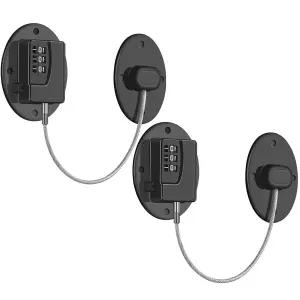 2팩 냉장고 잠금장치 - 헤비 듀티 콤비네이션 보호 캐비닛 블랙