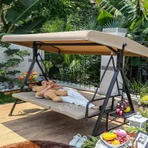 3인 정원 야외 스윙체어 캐노피 그네 흔들의자 의자 팬션 벤치 카페