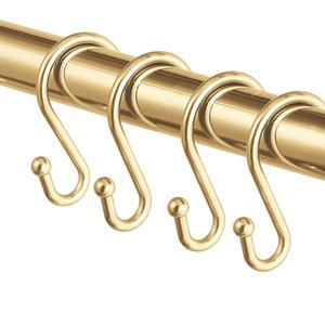 금속 샤워 커튼 후크 12개 링 세트 커튼, 주방 도구, 의류, 수건 등을 위한 녹 방지 S자형 행거 (골드)