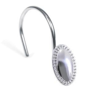 은색 장식 샤워 커튼 후크: 크롬 타원형 디자인 욕실용 방청 헤비 듀티 금속 링 - 샤워봉용 클래식 우아한 행거 12개 세트