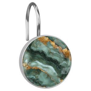 마블링 샤워 커튼 후크, 12개의 방청 유리 표면 스테인리스 링 욕실 침실 거실 주방 가정용 샤워봉 장식