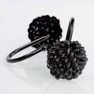 블랙 샤워 커튼 후크 링: 팝코지 방청 금속 장식 링 - 욕실용 모던 농가 항해 디자이너 행거 12개 세트