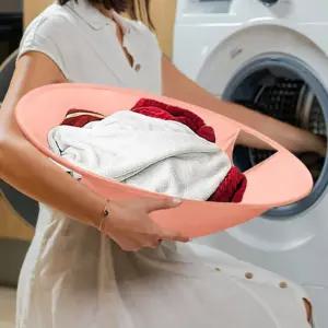 원형 접이식 빨래 바구니 살구 1P 건조기 옮기기 수거 접이식바구니