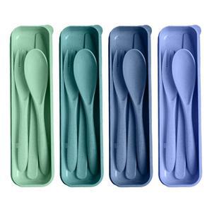 케이스 포함 HMDZMR 재사용 가능한 식기 세트, 여행용 4세트, 도시락 액세서리용 포크 및 숟가락 일상용 또는 야외용 캠핑용