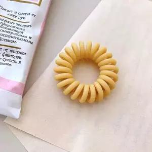 헤어끈 스프링 파스텔 옐로우 전화선 무광