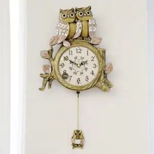 데일리데코 포나 쌍둥이 부엉이 추 벽시계