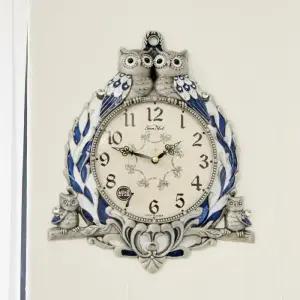 데일리데코 포나 쌍둥이 부엉이 단면 벽시계