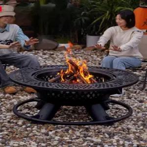 원형 화로대 불멍 화로 그릴용 불판 캠핑용 접이식 야외