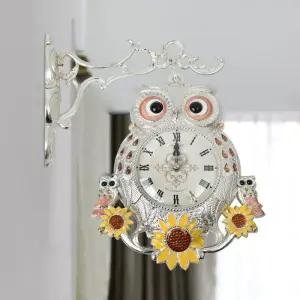 데일리데코 델로이 로얄 썬플라워 부엉이 양면 벽시계