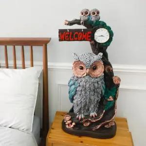 데일리데코 인사하는 부엉이 탁상 시계 장식