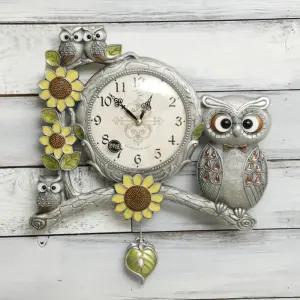 데일리데코 풍수 인테리어 데거 엔틱 부엉이 추 벽시계