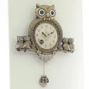 데일리데코 오로쿠 엔틱 부엉이 무소음 추 벽시계