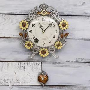 데일리데코 루네 해바라기 엔틱 무소음 추 벽시계