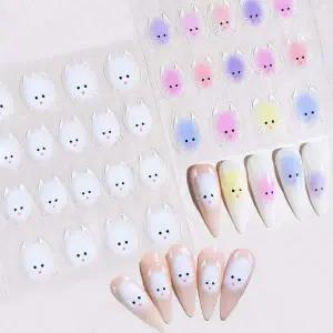 [셀러에이드]네일아트 귀욤 냥이 고양이 얼굴 표정 네일스티커 2종