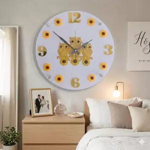 데일리데코 황금부엉이 황금해바라기 입체 무소음 벽시계