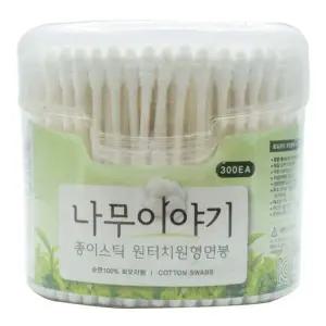 [셀러에이드]나무이야기 종이스틱원터치원형면봉 300EA_7635