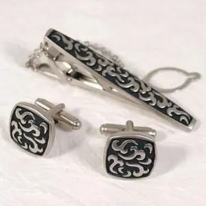 남성용 카라빈카 실버넥타이핀 커프스set-구름문