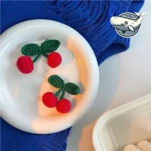 귀여운 체리 클립 헤어핀 아기 헤어 장식 니트 클립핀 체리헤어핀 체리클립 니트헤어핀