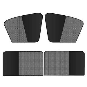 샤카스 4 PCS 측면 창문 그늘막, 반광 차단 및 반투명 자외선 단열 커튼, 흡착식 차량 자유 리프팅 통기성 메시 커버, 차량용(블랙)