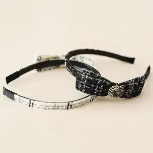[콩심팥심]큐빅 편한 빈티지 머리띠 트위드리본