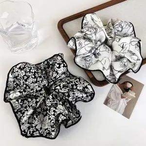 [콩심팥심]배색 라인 플라워 패턴 곱창밴드 편한