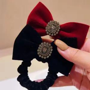 [콩심팥심]예쁜 편한 큐빅 벨벳 리본 헤어끈