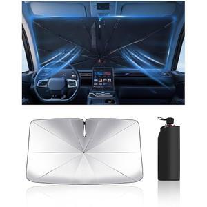 접이식 윈드실드 선쉐이드 우산 반사형 자동차 창문 커버, 구부릴 수 있는 손잡이, SUV용 열 차단기, 트럭, 세단용 남녀에게 이상적인 선물