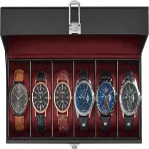 송믹스 시계 상자 큰 유리 뚜껑이 있는 6슬롯 케이스 정리함 탈착식 베개 사랑하는 사람을 위한 선물