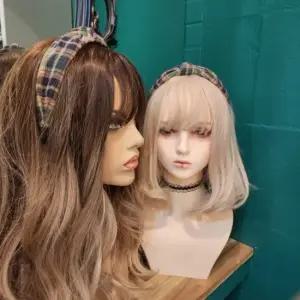 체크 패턴 와이드 헤어밴드 여성 꼬임 반다나 머리띠 가을헤어밴드 반다나 넓은 겨울 터번