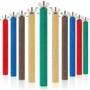 10피스 버드 농어 스탠드 갈기 스틱 거친 표면의 위한 다채로운 장난감 잉꼬 코카티엘 액세서리를 앵무새 발 나무 케이지