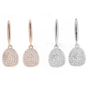 오피스 물방울 드롭귀걸이 큐빅지르코니아 국내제작 파베세팅 은침 오피스룩 하트 화려한