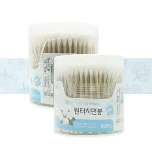 [셀러에이드]원터치 원형 면봉 200p 순면 코튼 얇은 대용량