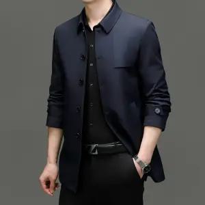 하프 캐주얼 남성 단정한 트렌치 산실크 코트 봄가을 칼라 상의 DUCHI3