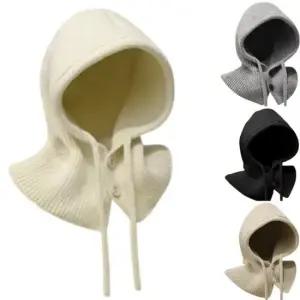 단추 니트 후드넥워머 모자 넥워머 패션 아이템 방한 워머 털모자 여자 방한모자 겨울