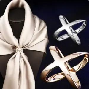 패션 엑스형 스카프링 심플 액세서리 스카프 고리 진주 목도리 악세서리 봄 클립 사각