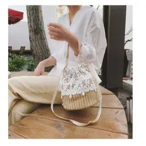 여성 여름 밀짚 가방 버킷백 2컬러 휴양지 여행