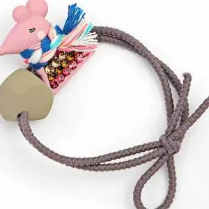 [셀러에이드]머리고무줄 목도리 쥐 라이트브라운 유아머리끈