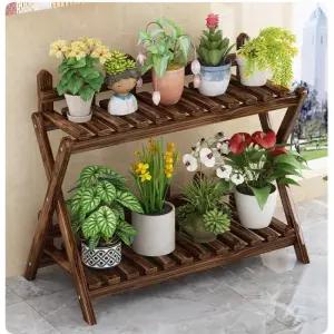 다층 꽃꽂이대 원목 발코니 거실 바닥 화분대 화분 배치대 수납대